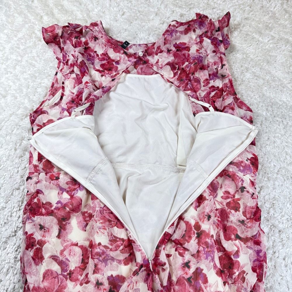 Express Dress Women's XL Pink Floral Ruched Bodycon Party Cocktail Date Night - Picture 9 of 11